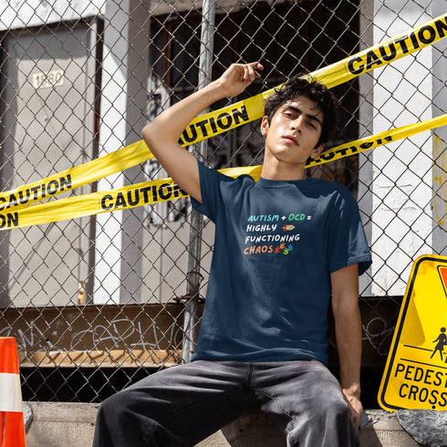 Autism + OCD = Highly Functioning Chaos T-Shirt – Neurodivergent Humor Tee for Self-Aware Minds & Mental Health Advocates